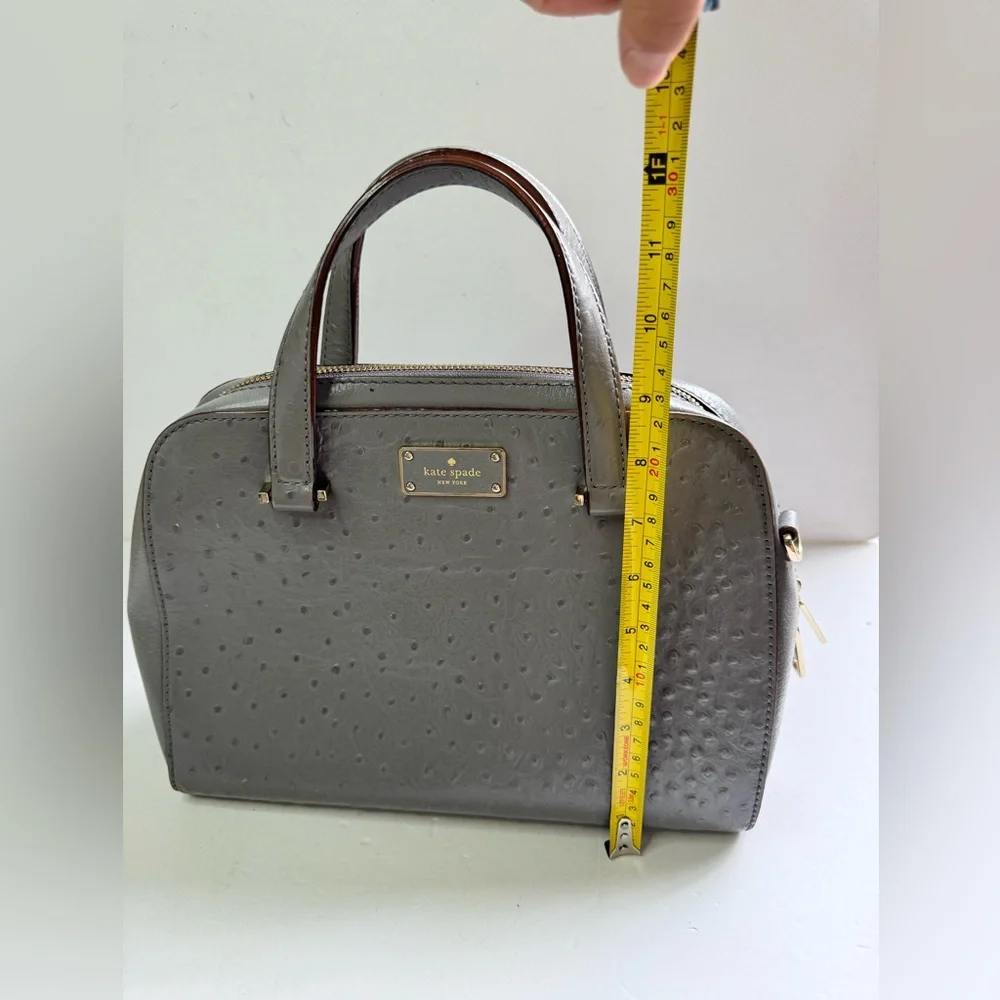 Kate Spade Kay Street Ostrich Embossed Satchel Grey